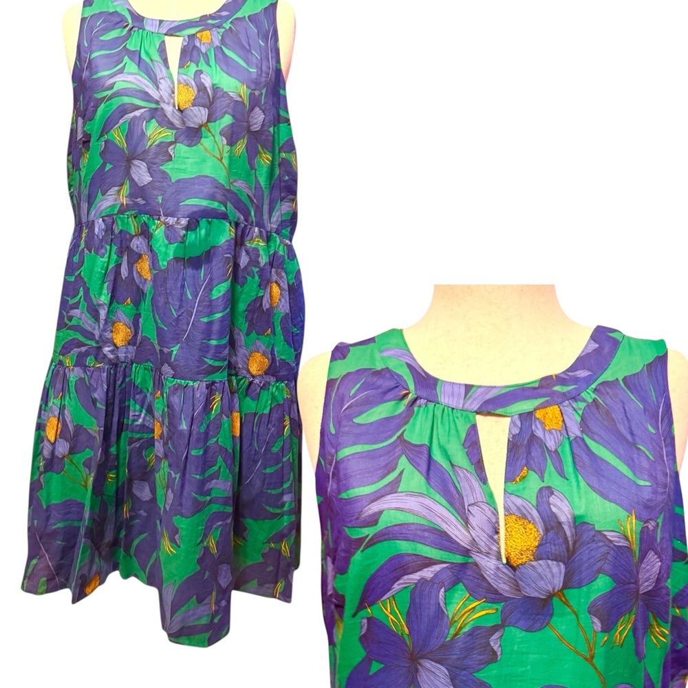 Tommy Hilfiger tropical Print Tiered Dress, Sz 14, EUC